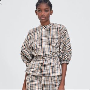Zara Checkered Peplum Top